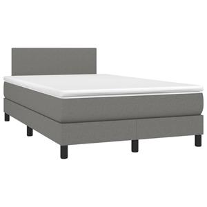 VidaXL Boxspring met matras en LED stof donkergrijs 120x200 cm