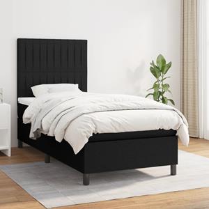 VidaXL Boxspring met matras stof zwart 90x200 cm