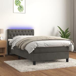 VidaXL Boxspring met matras en LED fluweel donkergrijs 100x200 cm