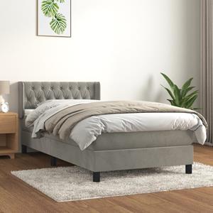 VidaXL Boxspring met matras fluweel lichtgrijs 90x200 cm
