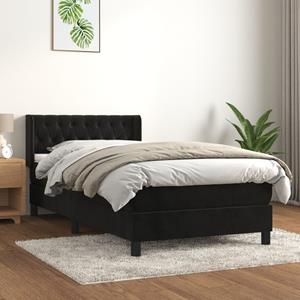 VidaXL Boxspring met matras fluweel zwart 100x200 cm