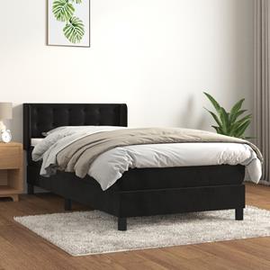 VidaXL Boxspring met matras fluweel zwart 90x190 cm