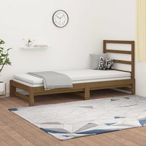 VidaXL Slaapbank uitschuifbaar grenenhout honingbruin 2x(90x200) cm