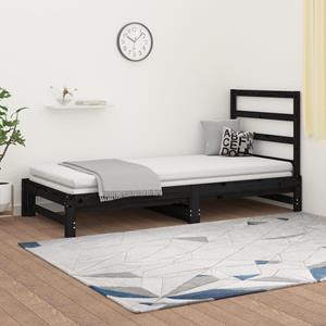 VidaXL Slaapbank uitschuifbaar massief grenenhout zwart 2x(90x200) cm