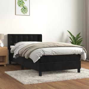 VidaXL Boxspring met matras fluweel zwart 100x200 cm