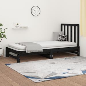 VidaXL Slaapbank uitschuifbaar massief grenenhout zwart 2x(90x200) cm