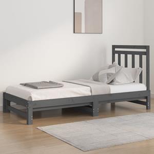 VidaXL Slaapbank uitschuifbaar massief grenenhout grijs 2x(90x200) cm