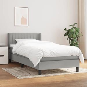 VidaXL Boxspring met matras stof lichtgrijs 90x200 cm