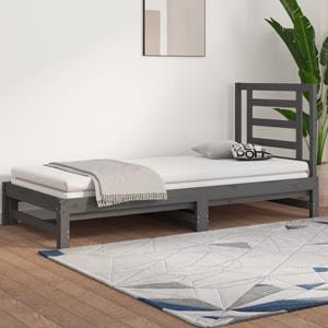 VidaXL Slaapbank uitschuifbaar massief grenenhout grijs 2x(90x200) cm