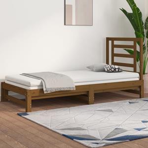 VidaXL Slaapbank uitschuifbaar grenenhout honingbruin 2x(90x200) cm