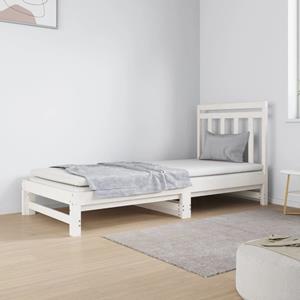 VidaXL Slaapbank uitschuifbaar massief grenenhout wit 2x(90x190) cm