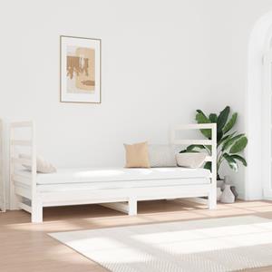 VidaXL Slaapbank uitschuifbaar massief grenenhout wit 2x(90x190) cm