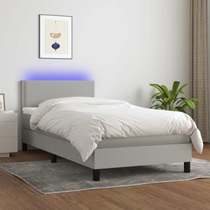 VidaXL Boxspring met matras en LED stof lichtgrijs 100x200 cm