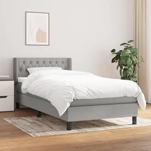 VidaXL Boxspring met matras stof lichtgrijs 90x200 cm