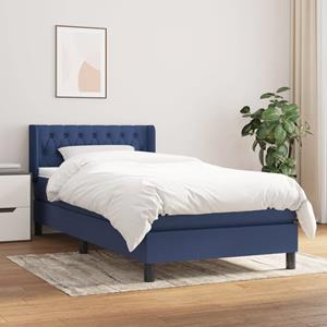 VidaXL Boxspring met matras stof blauw 90x200 cm