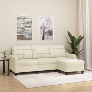 VidaXL Driezitsbank met voetenbank 180 cm kunstleer crème
