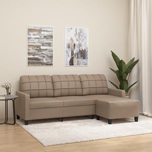 VidaXL Driezitsbank met voetenbank 180 cm kunstleer cappuccinokleurig