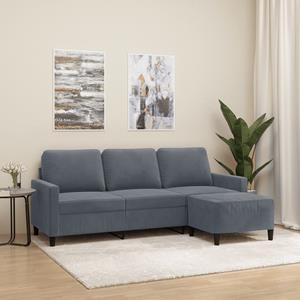 VidaXL Driezitsbank met voetenbank 180 cm fluweel donkergrijs