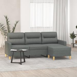 VidaXL Driezitsbank met voetenbank 180 cm stof donkergrijs