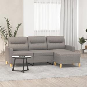 VidaXL Driezitsbank met voetenbank 180 cm stof taupe