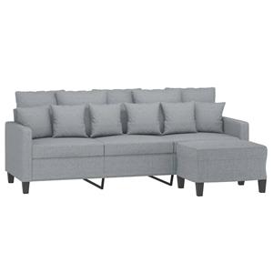 vidaXL Driezitsbank met voetenbank 180 cm stof lichtgrijs