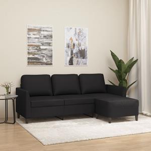 VidaXL Driezitsbank met voetenbank 180 cm kunstleer zwart