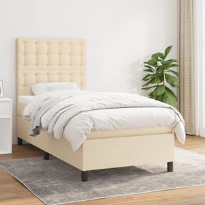 VidaXL Boxspring met matras stof crèmekleurig 80x200 cm