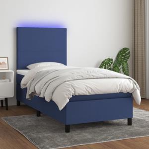 VidaXL Boxspring met matras en LED stof blauw 80x200 cm
