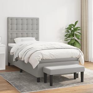 VidaXL Boxspring met matras stof lichtgrijs 90x190 cm