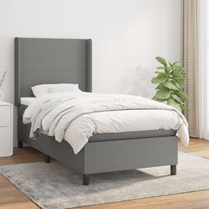 VidaXL Boxspring met matras stof donkergrijs 90x200 cm