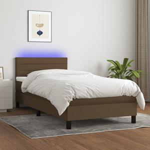 VidaXL Boxspring met matras en LED stof donkerbruin 80x200 cm