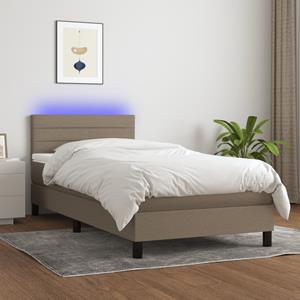 VidaXL Boxspring met matras en LED stof taupe 80x200 cm
