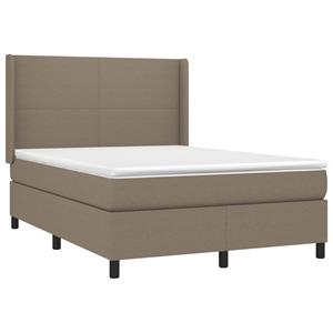 vidaXL Boxspring met matras stof taupe 140x190 cm