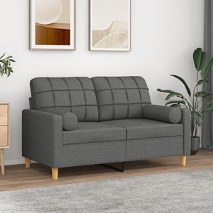 VidaXL Tweezitsbank met sierkussens 120 cm stof donkergrijs