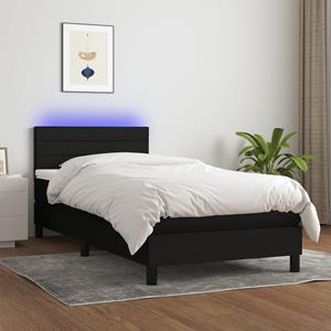 VidaXL Boxspring met matras en LED stof zwart 100x200 cm