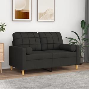 VidaXL Tweezitsbank met sierkussens 120 cm stof zwart