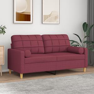 VidaXL Tweezitsbank met sierkussens 140 cm stof wijnrood