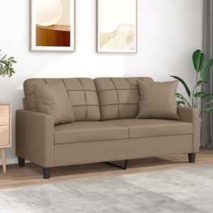 VidaXL Tweezitsbank met sierkussens 140 cm kunstleer cappuccinokleurig