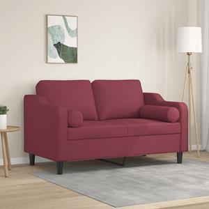 VidaXL Tweezitsbank met sierkussens 120 cm stof wijnrood