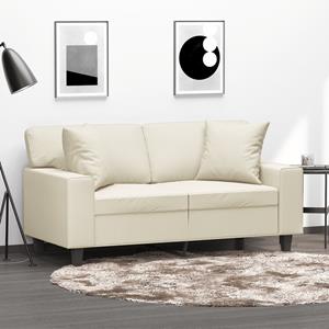 VidaXL Tweezitsbank met sierkussens 120 cm kunstleer crèmekleurig