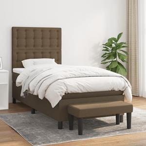 VidaXL Boxspring met matras stof donkerbruin 90x190 cm