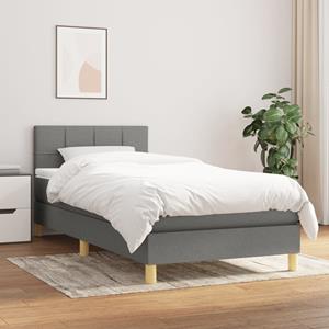 VidaXL Boxspring met matras stof donkergrijs 100x200 cm