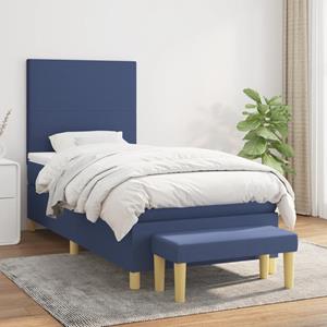 VidaXL Boxspring met matras stof blauw 80x200 cm