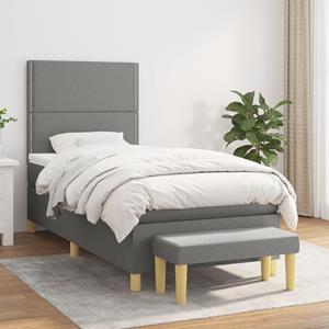 VidaXL Boxspring met matras stof donkergrijs 90x200 cm