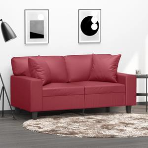 VidaXL Tweezitsbank met sierkussens 120 cm kunstleer wijnrood