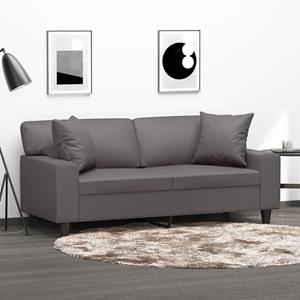 VidaXL Tweezitsbank met sierkussens 140 cm kunstleer grijs