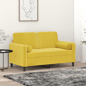 VidaXL Tweezitsbank met sierkussens 120 cm fluweel geel
