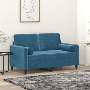 VidaXL Tweezitsbank met sierkussens 120 cm fluweel blauw