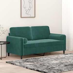 VidaXL Tweezitsbank met sierkussens 140 cm fluweel donkergroen