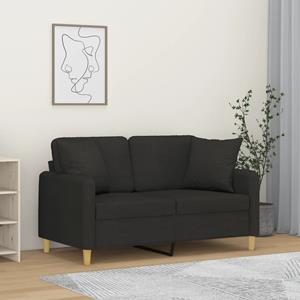 VidaXL Tweezitsbank met sierkussens 120 cm stof zwart